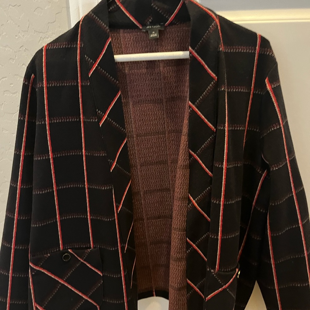 Ann Taylor Black and Red Plaid Blazer